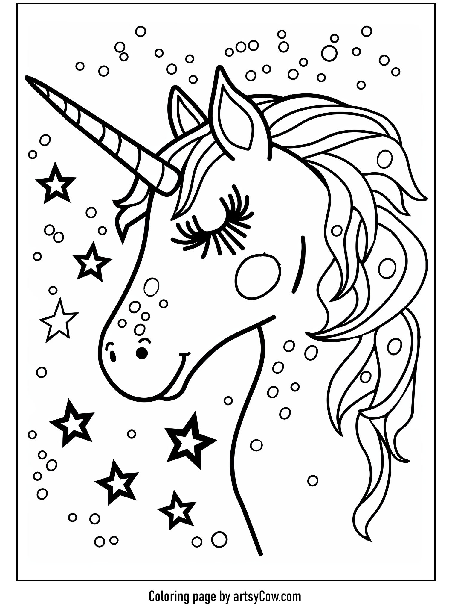 Dreamy Unicorn Coloring Page